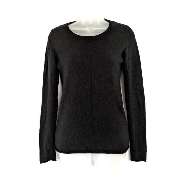 Old Navy Small 100% Cashmere Crew Neck Long Sleeve Sweater Black Pullover - Picture 1 of 12